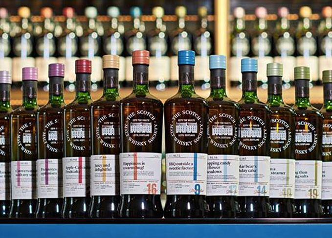Colour-co-ordinated: SMWS’ new-look bottles are designed to make choosing the right whisky easier SMWS redesign